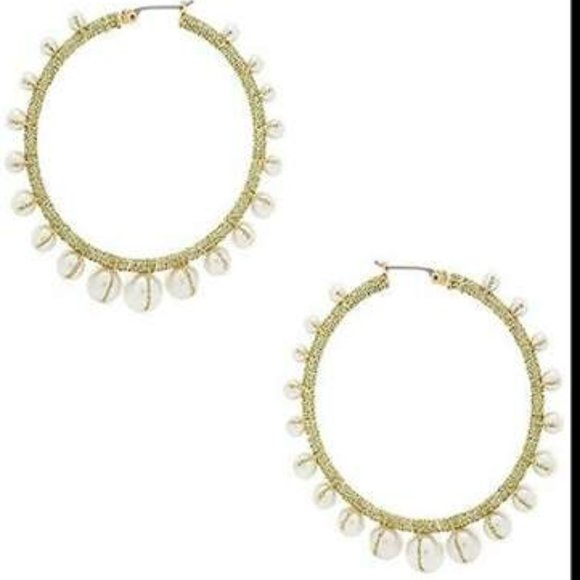 Rebecca Minkoff Morroco Imitation Pearl Hoop Earrings - Picture 2 of 3